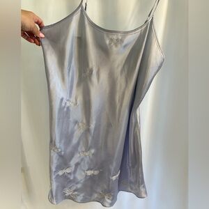 Y2K sexy  periwinkle mini slip dress with embroidered dragonflies size Large